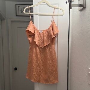 LPA Peach Leopard Camisole with Ruffles